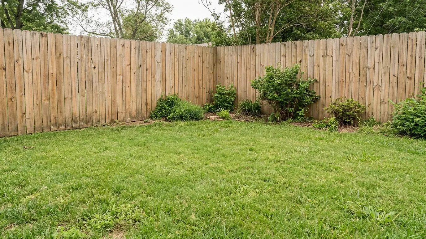 Before: a backyard with an empty patch of lawn