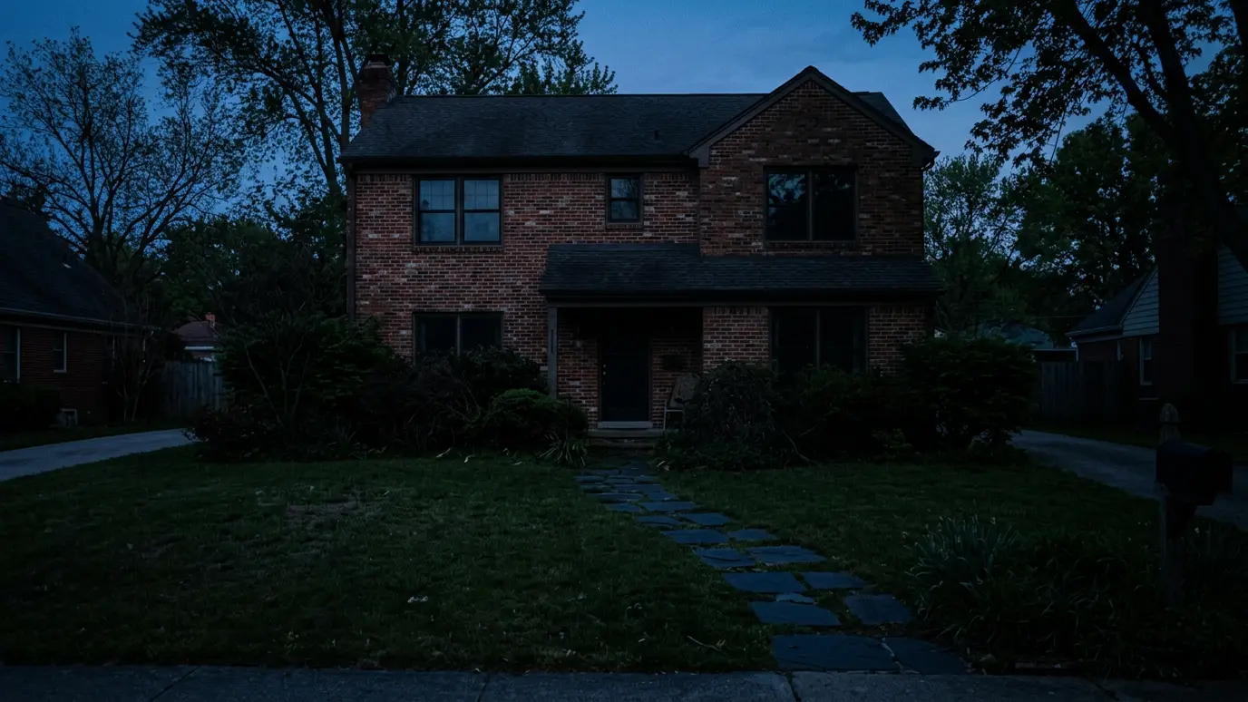 Before: a front yard at dusk with a dark yard with no lighting