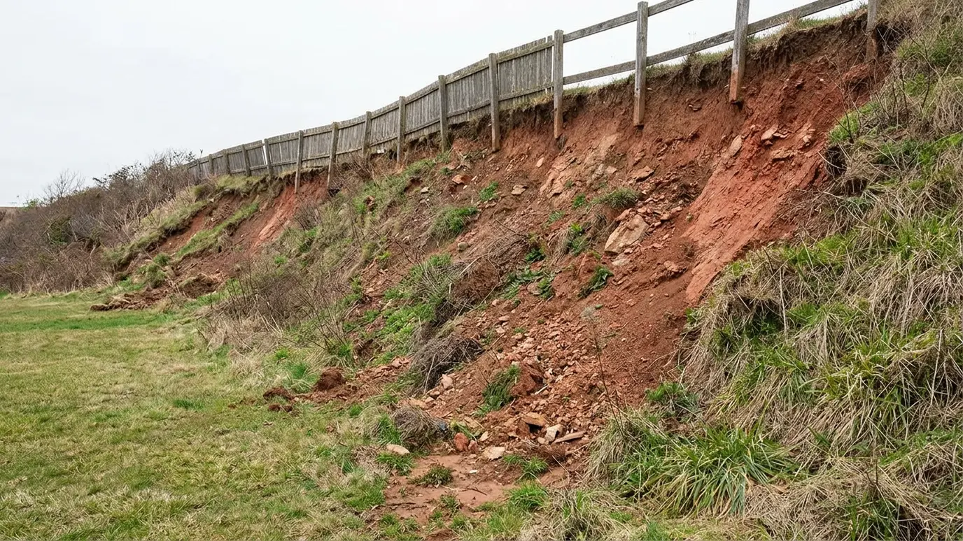 Before: a sloped yard with an eroding bank with exposed soil